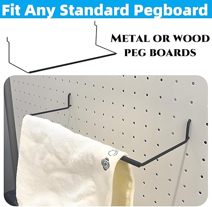 10 Pack Paper Towel Holder for Pegboard, Fits Any Standard Pegboard Extendable Heavy Duty Pegboards Hooks for Workshop, Garag