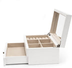 Meangood Jewelry Box Organizer for Women, 2 Layer Large Jewelry Storage Case, Rustic Wooden Jewelry Box with Mirror & Ring Tr