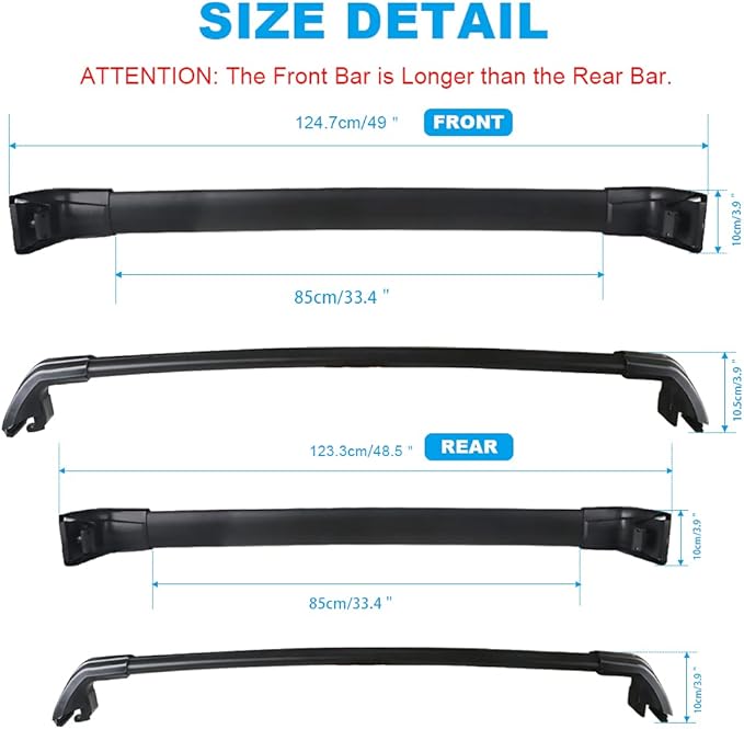 JDMON Compatible with Roof Rack Cross Bars KIA Sorento 2015 2016 2017 2018 with Side Rails Anti-theft Locks Desigh, Aluminum Luggage Rack Crossbar for Rooftop Cargo Bag Carrier Kayak Canoe Bike, Black