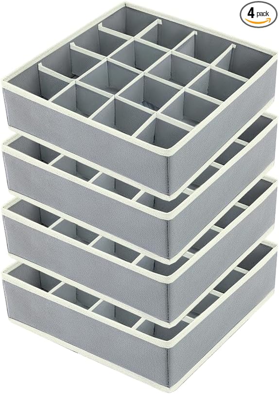 Joyoldelf Sock Drawer Organizer Divider Underwear Organizer 16-cell Fabric Dresser Drawer Organizers Storage Boxes for Socks 