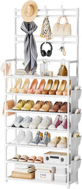 Shoe Rack 7 Tier Shoe Organizer Storage 21-28 Pairs Closet Shoes Rack for Front Door Entrance Shoe Rack Organizer with Hooks 