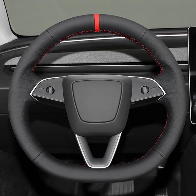 MEWANT Tesla Model 3 Highland/Model Y DIY Stitching Steering Wheel Cover Wrap for Tesla Model 3 Highland 2023-2025/Model Y 2025 Highland for Tesla Model 3/Model Y Accessories