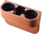 Brown Multifunctional Car Cup Holder Car Seat Organizer Gap Filler Bottle Phone Storage Organizer