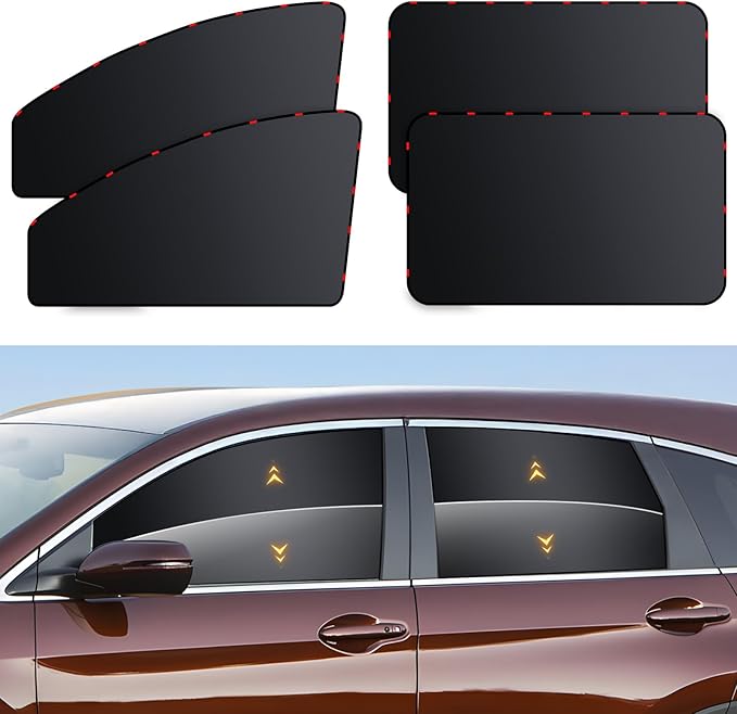 ZATOOTO Car Window Shades - 4 Pack Car Window Covers Premium UV Blocking, Side Window Curtains Full Blackout for Privacy, Breastfeeding, Napping, Camping, and Travel, Universal Fit for Most Vehicles