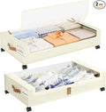 Yecaye Under Bed Storage with Wheels, 2 Pack Under the Bed Storage Containers with Lids & Label, XXL 60L Rolling Underbed Sto