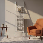 6-Tier Blanket Ladder 68 Inch Wall-Leaning Towel Rack for Living Room and Bedroom, Easy Assembly - White
