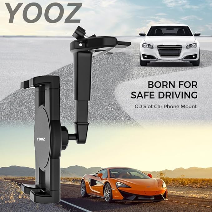 CD Tablet Holder Height Adjustable, CD Slot Tablet Mount for Car [Telescopic Arm 4.7"] Vehicle CD Player Tray Cradle for iPad Pro Air Mini, Galaxy Tabs, iPhone, 4-12.9" Tablets & Phones