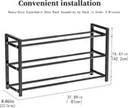 EKETE Expandable Shoe Rack,Adjustable and Stackable 3-Tier Shoe Rack Organizer, Shoe Rack for Closet,Space Saving,Metal Free 