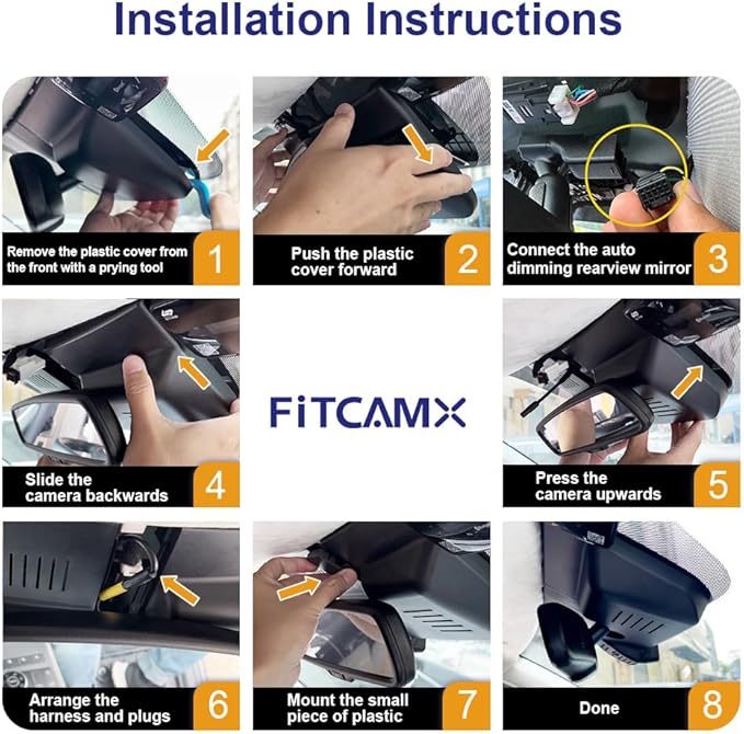 Fitcamx Front 4K+Rear 1080P Dash Cam Adapts for Hyundai Sonata 2024 2025 & Hybrid (Part No#L1600), OEM Factory Style, Dual HD