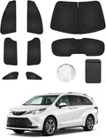 8PCS Window Shades for Toyota Sienna 2021-2025 Accessories – Full Coverage Sun Shade for Side Windows, Rear Triangular & Windshield – UV Protection & Privacy for Camping, Napping, Relaxing