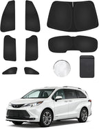 8PCS Window Shades for Toyota Sienna 2021-2025 Accessories – Full Coverage Sun Shade for Side Windows, Rear Triangular & Windshield – UV Protection & Privacy for Camping, Napping, Relaxing
