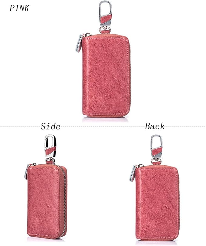 Large Leather Key Case Wallet with 12 Hooks & 1 Keychain/Ring for Men or Women