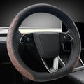 LKWLIKEI Leather Steering Wheel Cover. Elegant Diamond Checkered Design, Non-Slip and Breathable, for Tesla Model 3/Y Steerin