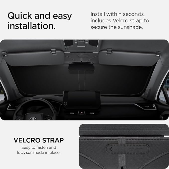 Spigen Triple-Coated CryoShade Front Windshield Sunshade (Reinforced Velcro Strap) for Toyota RAV4 2019-2025 and RAV4 Prime 2021-2025