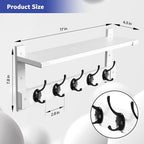 Oraich Wall Hooks with Shelf, Coat Rack Wall Mount for Coat Backpack Key Clothes Hanger, Wall Floating Shelf Hanging in Entry