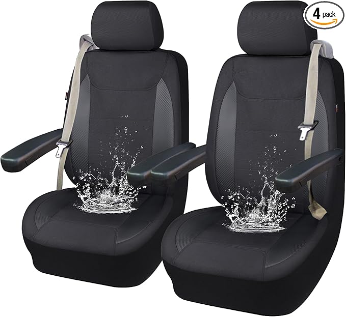 Flying Banner AquaShield Front car seat Covers Set Waterproof Water Resistant arm Rest Compatible Shoulder Seatbelt Compatibl