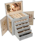 BOOVO Jewelry Box For women, 6 Layer Large Jewelry Organizer With Mirror, Multi-Function Storage Box With Lock, Necklace Hold