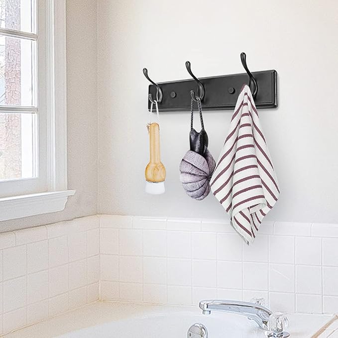 Badiano Wooden Coat Rack, Wall-Mounted Organizer for Closet, Entryway, Hallway, Foyer, Bedroom, Heavy Duty Double Hooks for H