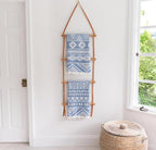 Decorative Wooden Wall Hanging Ladder with Leather Straps – Rustic Towel and Blanket Rack for Bathroom, Living Room, or Entry