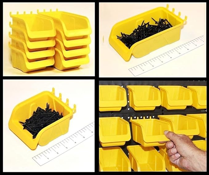 WallPeg Peg board Bin Kit - Kit PB-4 - Pegboard Accessories for Garage Storage & Tool Organizer - Workbench Bins Pegboard Acc