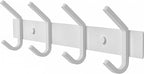 White Coat Rack Wall Mount – 12 Inch Stainless Steel Hook Rail with 4 Heavy Duty Double Coat Hooks – Wall Mounted Coat Hanger