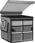 Trunk Organizer with Lid, 28L Collapsible 2-Compartment Car Storage Box with Reinforced Handles, Multipurpose Waterproof Oxford Storage