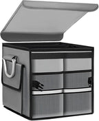 Trunk Organizer with Lid, 28L Collapsible 2-Compartment Car Storage Box with Reinforced Handles, Multipurpose Waterproof Oxford Storage