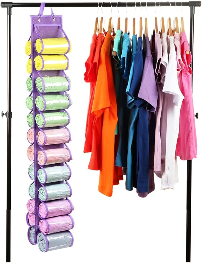 Legging Storage Bag Storage Hanger Can Holds 24 Leggings or Shirts Jeans Compartment Storage Hanger, Foldable Leggings Organi
