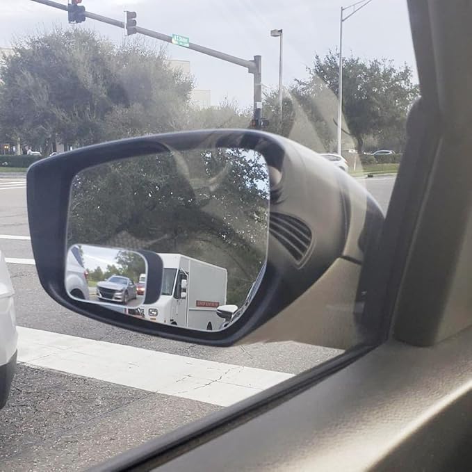 Ampper Blind Spot Mirror Rectangular, HD Glass Frameless Stick on Adjustabe Convex Wide Angle Rear View Blind Spot Car Mirror for Car Blind Spot, Pack of 4