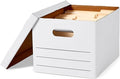 Amazon Basics Storage/Filing Boxes with Lift-Off Lid, Letter/Legal Size, Collapsible, Tape-Free Assembly, White, 16.2" L x 12