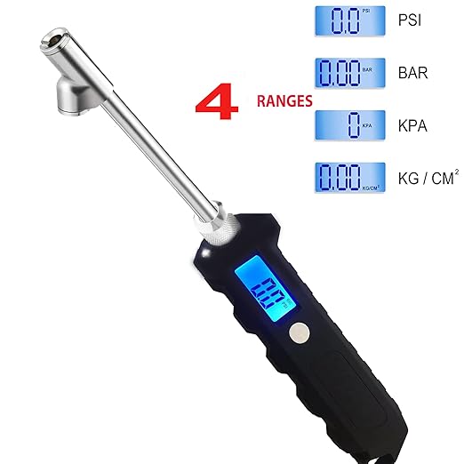 PINKJOY Digital Tire Pressure Gauge 230 PSI Heavy Duty Dual Head Stainless Steel Made for Truck and RV with Backlit LCD and Flashlight Car Accessories