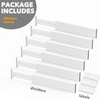 SpaceAid Bamboo Dresser Drawer Dividers 6 Pack, 4.65“ High Adjustable 17“-22” Drawer Organizers, Expandable Organization for 