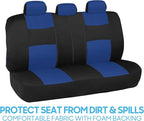 BDK PolyPro Car Seat Covers Full Set in Blue on Black, Front and Rear Split Bench Seat Covers for Cars, Easy to Install Car S