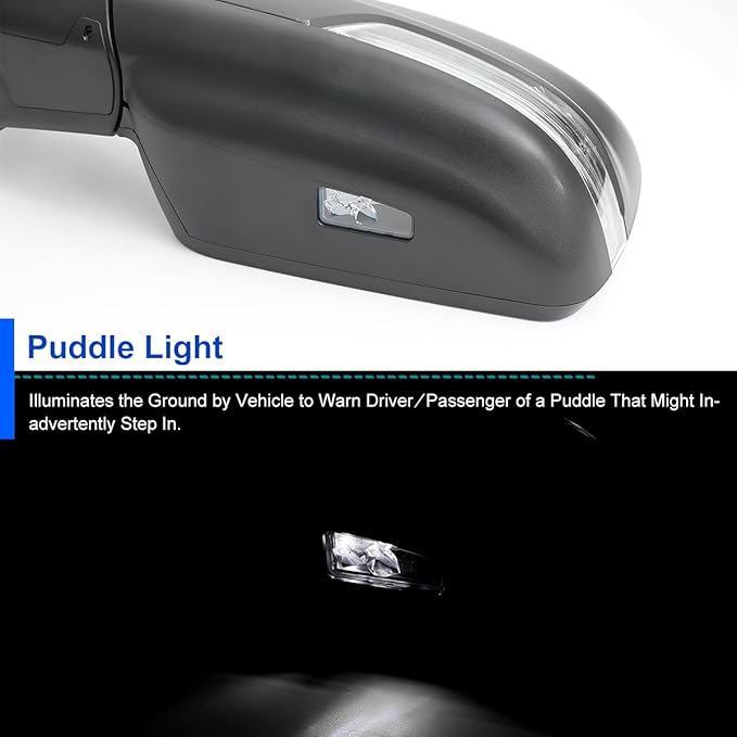 Spec-D Tuning Black Power Fold Heated + LED Signal + Blind Spot Monitor Left Driver Side Mirror Compatible with 2019-2024 Ram 1500, Left + Right Pair