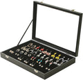 Coward Earring Organizer Tray Box, Black Velvet Earring Jewelry Display Storage Tray Case with Transparent Glass Lid for Home
