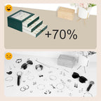 Jewelry Box Organizer with 3 Drawers,Glass Lid Jewelry Boxes for Women,Jewelry Storage for Rings,Necklaces,Earrings,Bracelets