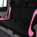 Flying Banner Car Seat Covers Full Set Front Seats and Rear Bench Mesh Fabric Splicing Polyester Cover Black with Pink Color
