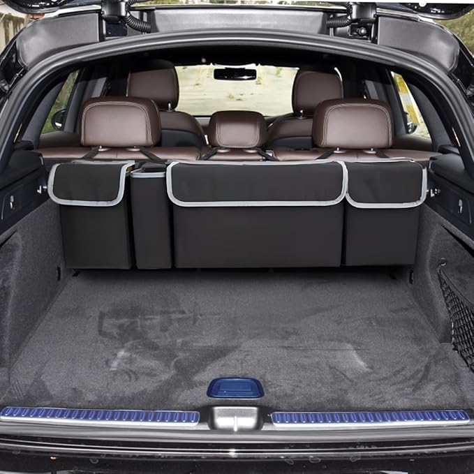 BELOMI Car Trunk Organizer, Auto Waterproof Sturdy Backseat Hanging Large Storage Collapsible Cargo Bag with Anti-Slip