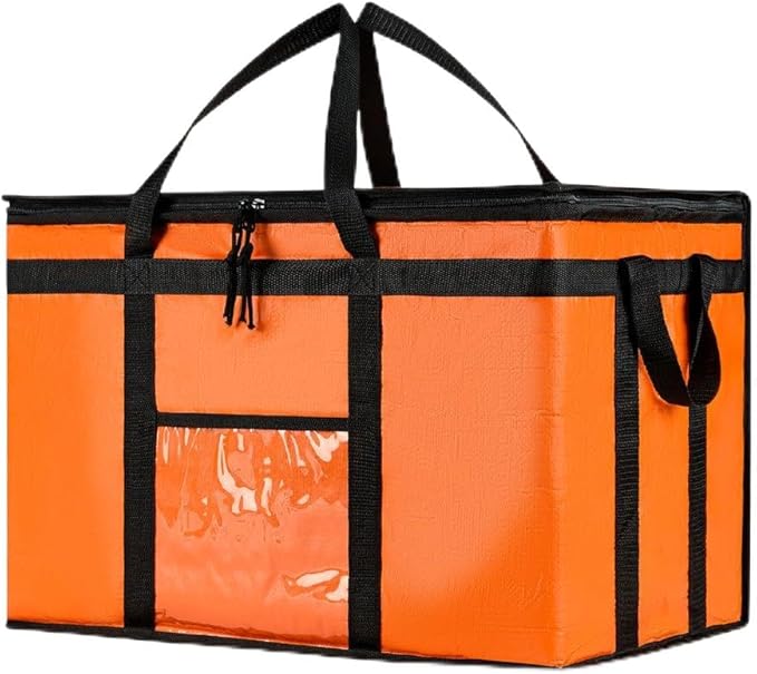 NZ home Insulated Bags for Food Delivery (3XL PRO) Grocery Shopping Cooler Bag, Pizza Delivery, Hot & Cold Catering Tote, Reusable, Foldable & Heavy Duty (Orange)