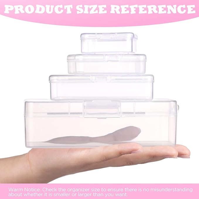 Funtopia Bead Organizers and Storage, 56 Pcs Small Plastic Containers with Lids and 3-Tier Stackable Storage Box, Mini Clear 