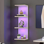 4-Tier Wall Shelf Unit with RGB Lights, Floating Lack Shelf for Home Decor, Wall Mounted Vertical Display Shelf for Bedroom L