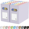 Oterri File Organizer Box, Portable Collapsible Cardboard File Folder Organizer with Handle for Letter Size Hanging Files, Do