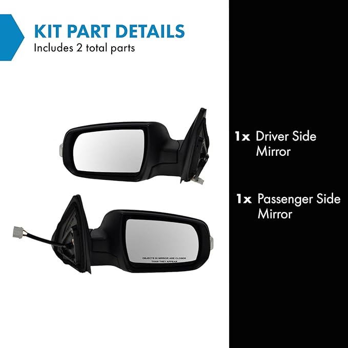 TRQ 2 Piece Driver and Passenger Side Mirror Assembly Set Electric Adjustment Heated No Memory Textured Compatible with 2011-