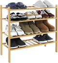 WKWKER 4-Tiers Bamboo Shoe Rack Stackable Free Standing Shoe Racks Portable Shoe Storage Organizer Stackable Shelf for Entryw