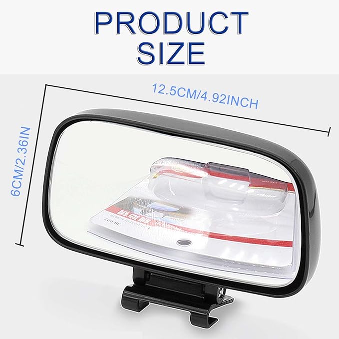 JONMON Blind Spot Mirror - Adjustable 360 Rotation Car Auxiliary Convex Wide Angle Mirror - Snap-On Clip for Side Rearview - Universal for Cars, Trucks, SUVs