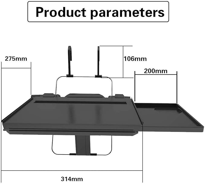 Car Steering Wheel Tray Multi-Functional Back Seat Headrest Tray Black Car Desk for Laptop Working Writing Eating Food Drinking with Extended Drawer