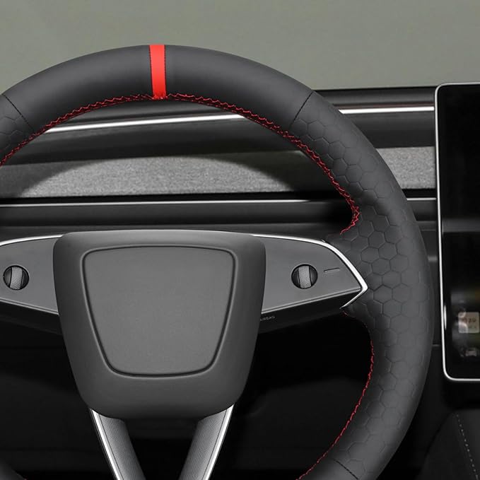 MEWANT Tesla Model 3 Highland/Model Y DIY Stitching Steering Wheel Cover Wrap for Tesla Model 3 Highland 2023-2025/Model Y 2025 Highland for Tesla Model 3/Model Y Accessories