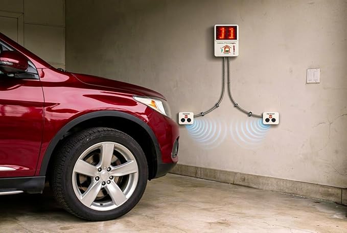 Garage Parking Assistant (Memory) with Parking Aid Sensor - New Model - Free 1 Year Replacement Warranty - Parking Stopper for Garage – No Laser Parking