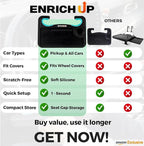 ENRICH UP 2-in-1 Car Steering Wheel Tray - Steering Wheel Desk for Laptop, Multipurpose Car Table for Eating & Work, Adjustable Car Food Tray with Silicone Rings (Mint) (Mint Ring)