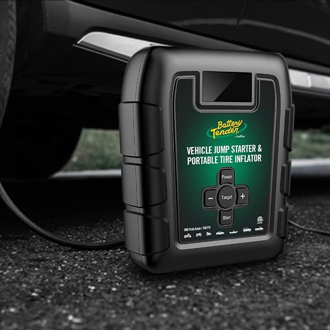 Battery Tender 800 AMP Jump Starter and Tire Inflator Combo - Lithium Battery for Extended Use - LED Flashlight Emergency